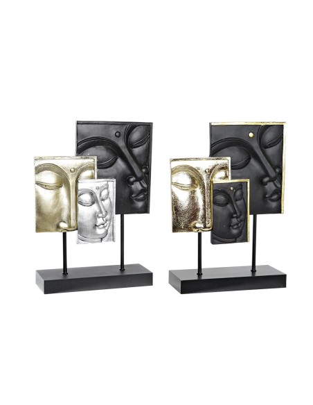 Figurine Décorative DKD Home Decor Noir Doré Buda Oriental 22,5 x 8 x 30,7 cm (2 Unités)