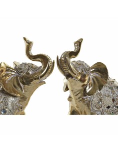 Figurine Décorative DKD Home Decor Miroir Eléphant Doré Résine (2 Unités) (28 x 13 x 29 cm) 2