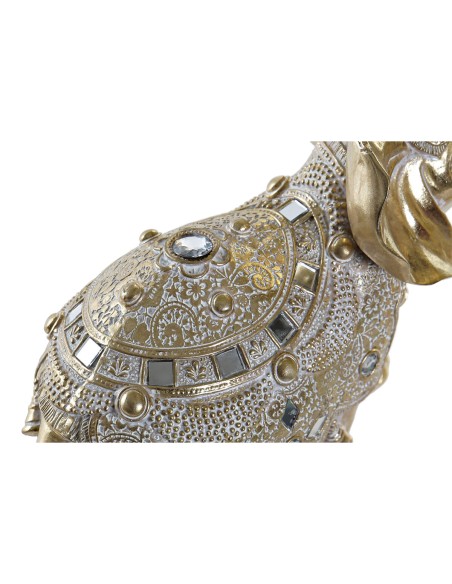 Figurine Décorative DKD Home Decor Miroir Eléphant Doré Résine (2 Unités) (28 x 13 x 29 cm)