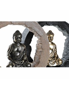 Figurine Décorative DKD Home Decor Noir Doré Buda Oriental 20,8 x 6 x 18,5 cm (2 Unités) 2