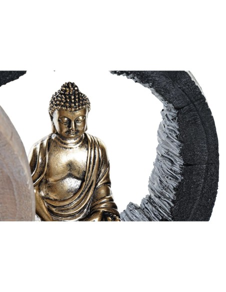 Figurine Décorative DKD Home Decor Noir Doré Buda Oriental 20,8 x 6 x 18,5 cm (2 Unités)