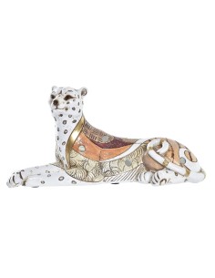 Figurine Décorative DKD Home Decor Blanc Orange Léopard Colonial 24 x 10 x 12 cm
