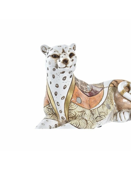 Figurine Décorative DKD Home Decor Blanc Orange Léopard Colonial 24 x 10 x 12 cm