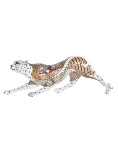 Figurine Décorative DKD Home Decor Blanc Multicouleur Orange Blanc/Orange Léopard Colonial 30 x 40 cm 37 x 10 x 13 cm