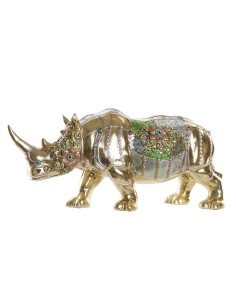 Figurine Décorative DKD Home Decor Doré Résine Multicouleur Rhinocéros (55 x 17,5 x 25 cm)