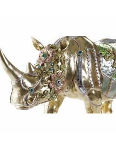 Figurine Décorative DKD Home Decor Doré Résine Multicouleur Rhinocéros (55 x 17,5 x 25 cm) 2