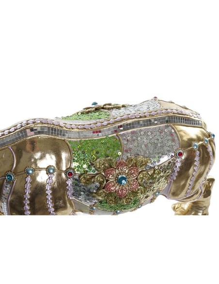 Figurine Décorative DKD Home Decor Doré Résine Multicouleur Rhinocéros (55 x 17,5 x 25 cm)