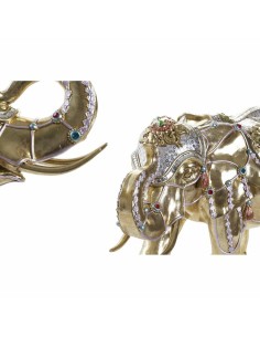 Figurine Décorative DKD Home Decor Eléphant Doré Résine Multicouleur (45,5 x 20 x 35 cm) (2 Unités) 2
