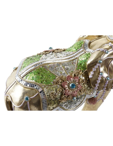 Figurine Décorative DKD Home Decor Eléphant Doré Résine Multicouleur (45,5 x 20 x 35 cm) (2 Unités)