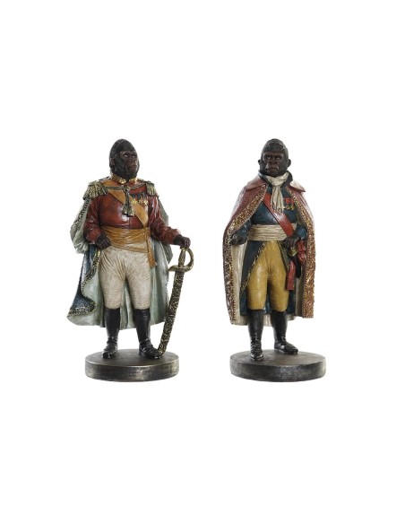 Figurine Décorative DKD Home Decor 14 x 12,5 x 31,5 cm Marron Multicouleur Colonial Gorille (2 Unités)