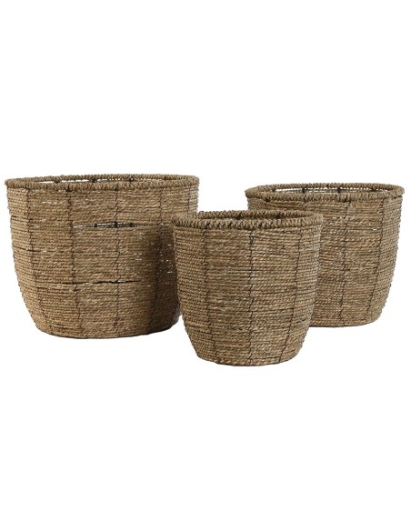 Set de pots de fleurs Home ESPRIT Marron Fibre Tropical 31 x 31 x 24 cm
