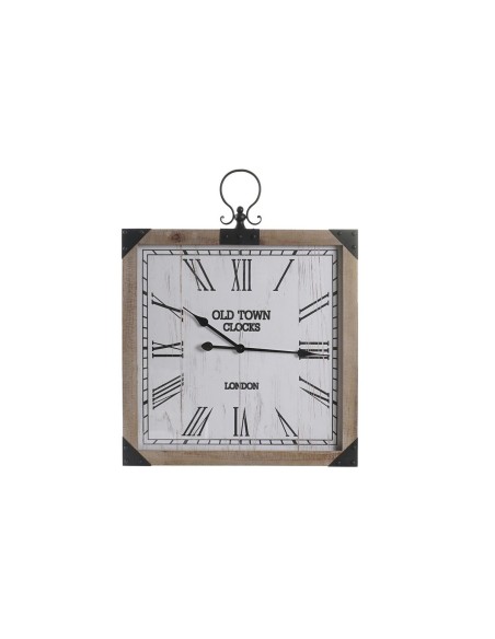 Horloge Murale DKD Home Decor Blanc Naturel Fer Bois MDF 60 x 4,5 x 75 cm (2 Unités)