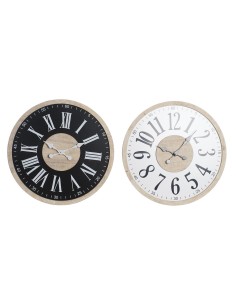 Horloge Murale DKD Home Decor Noir MDF Blanc (60 x 4,5 x 60 cm)