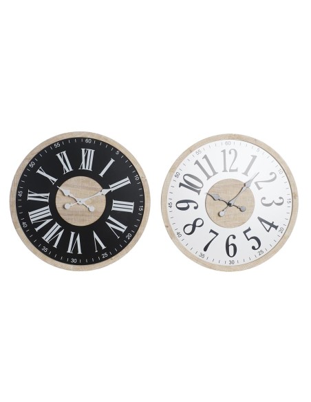 Horloge Murale DKD Home Decor Noir MDF Blanc (60 x 4,5 x 60 cm)