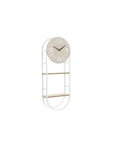 Horloge Murale DKD Home Decor Naturel Métal MDF Blanc (25,5 x 11,5 x 71 cm)