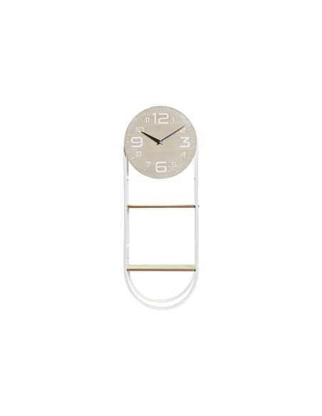 Horloge Murale DKD Home Decor Naturel Métal MDF Blanc (25,5 x 11,5 x 71 cm)