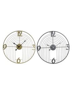 Horloge Murale DKD Home Decor Noir Doré Métal Moderne 45 x 3 x 45 cm (2 Unités)
