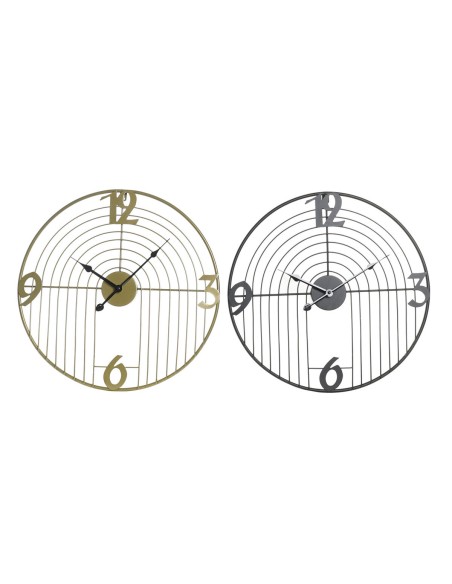 Horloge Murale DKD Home Decor Noir Doré Métal Moderne 45 x 3 x 45 cm (2 Unités)