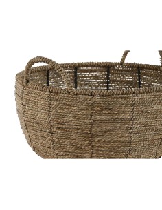 Set de pots de fleurs Home ESPRIT Marron Métal Fibre Tropical 34 x 33 x 15 cm 2