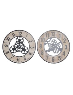 Horloge Murale DKD Home Decor Naturel Noir MDF Fer Engrenage (60 x 4,5 x 60 cm)