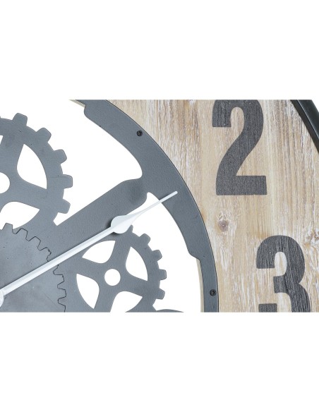 Horloge Murale DKD Home Decor Naturel Noir MDF Fer Engrenage (60 x 4,5 x 60 cm)