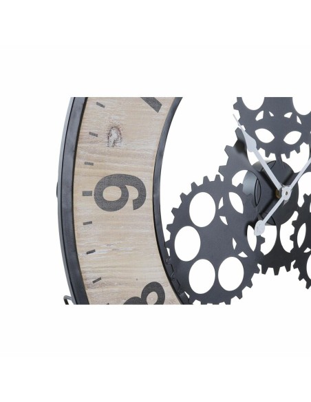 Horloge Murale DKD Home Decor Naturel Noir MDF Fer Engrenage (60 x 4,5 x 60 cm)