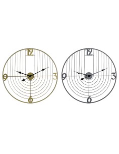 Horloge Murale DKD Home Decor Noir Doré Métal 60 x 3 x 60 cm Moderne (2 Unités)