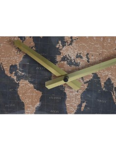 Horloge Murale DKD Home Decor 46 x 6,5 x 46 cm Verre Argenté Noir Doré Marron Fer Mappemonde (2 Unités) 2