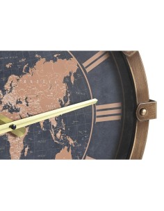 Horloge Murale DKD Home Decor Doré Argenté Verre Fer Mappemonde 42 x 8,5 x 54 cm (2 Unités) 2