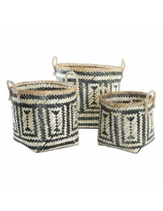 Set de basket DKD Home Decor Noir Naturel Bambou 40 x 38 x 38 cm