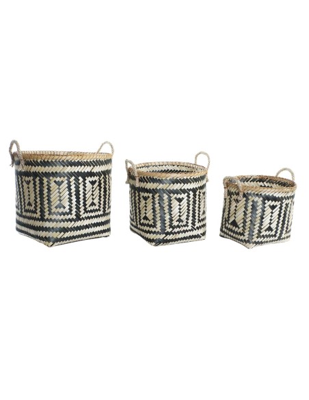 Set de basket DKD Home Decor Noir Naturel Bambou 40 x 38 x 38 cm