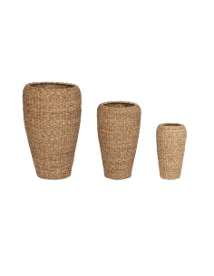 Set de pots de fleurs Home ESPRIT Naturel Métal Fibre naturelle Bali 43 x 43 x 70 cm (3 Pièces)