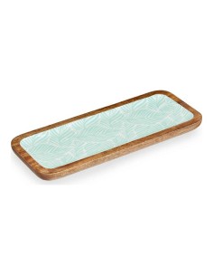 Centre de Table Blanc Marron Vert Feuille d'une plante 38 x 15 cm