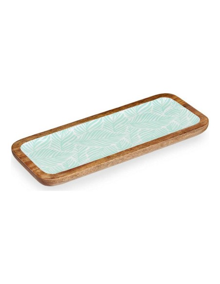 Centre de Table Blanc Marron Vert Feuille d'une plante 38 x 15 cm