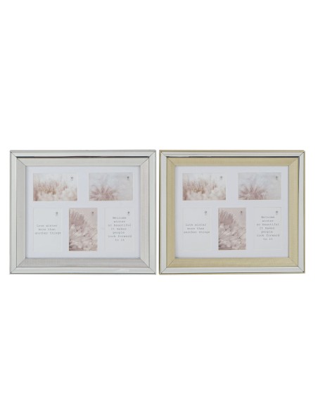 Cadre photo DKD Home Decor Doré Argenté Aluminium Verre polystyrène Traditionnel 47 x 2 x 40 cm (2 Unités)