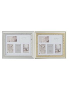 Cadre photo DKD Home Decor Luxury 46,5 x 2 x 40 cm Verre Argenté Doré polystyrène Traditionnel (2 Unités)