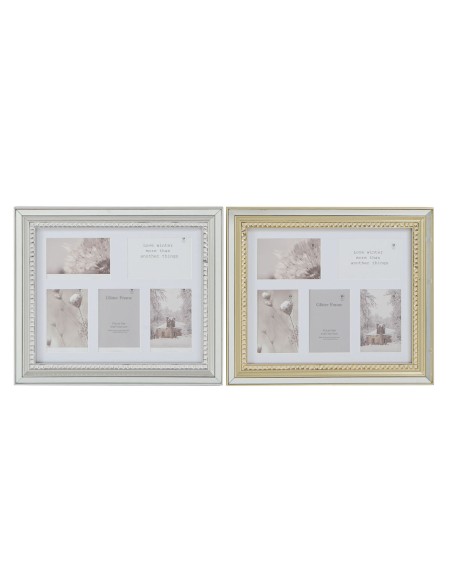 Cadre photo DKD Home Decor Luxury 46,5 x 2 x 40 cm Verre Argenté Doré polystyrène Traditionnel (2 Unités)