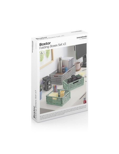 Ensemble de 3 Boîtes de Rangement Pliantes et Empilables Boxtor InnovaGoods