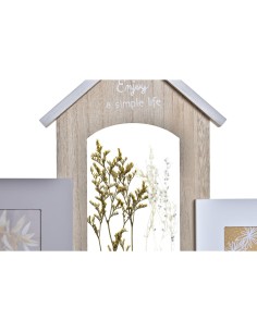 Cadre photo DKD Home Decor Bois 39 x 3 x 41 cm Naturel Plante (2 Unités) 2