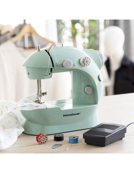 Mini Machine à Coudre Portable avec LED, Coupe-Fil et Accessoires Sewny InnovaGoods