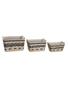Set de basket DKD Home Decor Polyester Colonial Fibre (38 x 26 x 24 cm)