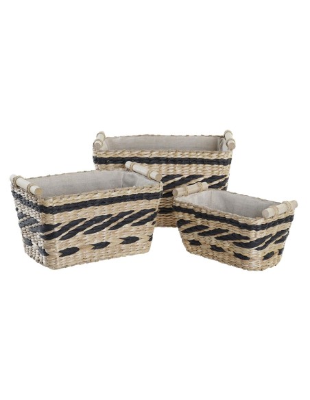 Set de basket DKD Home Decor Polyester Colonial Fibre (38 x 26 x 24 cm)