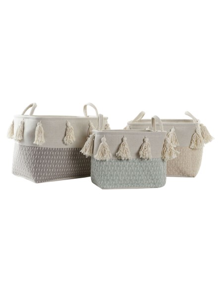 Set de basket DKD Home Decor Polyester Frange (40 x 30 x 30 cm)
