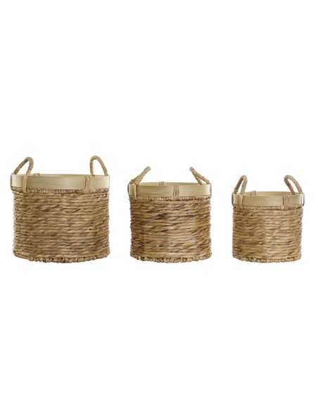 Set de basket DKD Home Decor Bambou Tropical Joncs (35 x 35 x 30,5 cm) (3 Pièces)