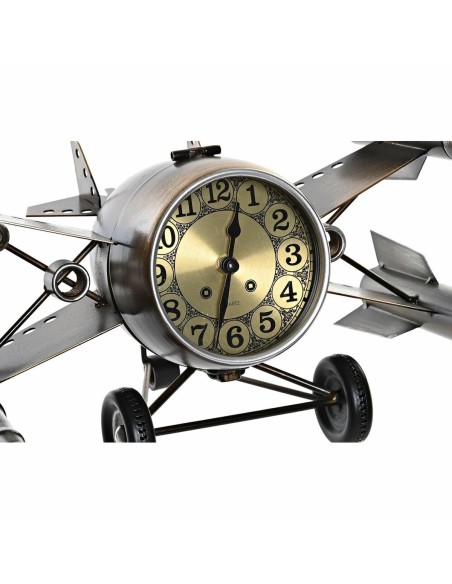 Horloge de table DKD Home Decor Doré Argenté Fer Loft 38,5 x 28 x 19,5 cm (2 Unités)