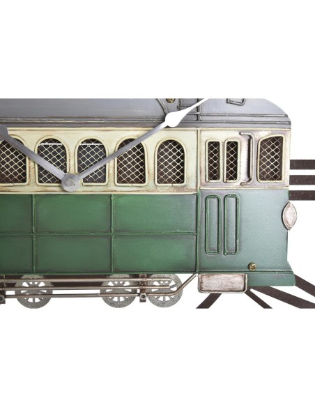 Horloge Murale DKD Home Decor 49,5 x 3,5 x 48 cm Métal Vert Jaune Vintage Train (2 Unités)