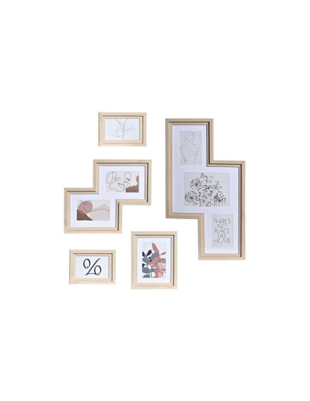 Porte photos mural DKD Home Decor Urban Verre Naturel Multicouleur Bois MDF (40 x 1,5 x 50 cm)