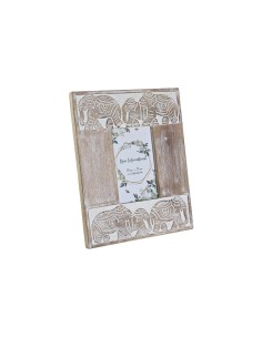 Cadre photo DKD Home Decor Verre Eléphant Marron Blanc Bois de manguier Indien (23 x 1,5 x 28 cm)