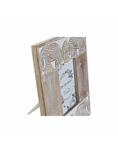 Cadre photo DKD Home Decor Verre Eléphant Marron Blanc Bois de manguier Indien (23 x 1,5 x 28 cm)