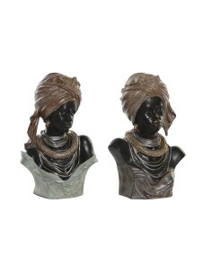 Figurine Décorative DKD Home Decor 26 x 17 x 40 cm Noir Beige Colonial Africaine (2 Unités)